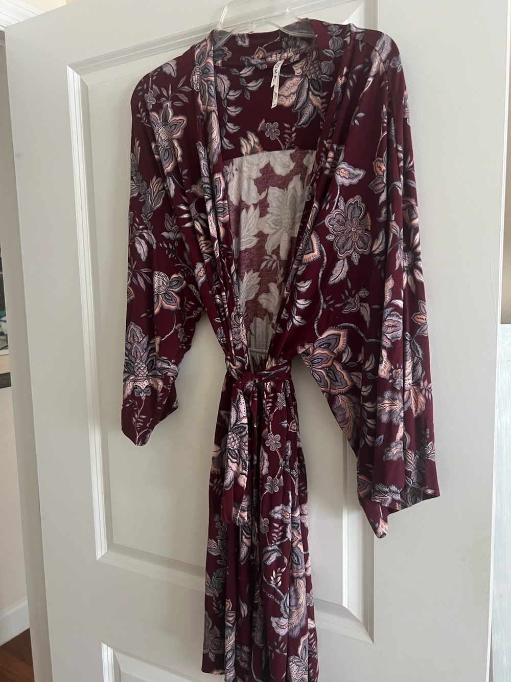 Women's Floral Robe - Burgundy